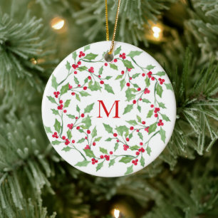 Décoration En Céramique Aquarelle Holly Wreath 3