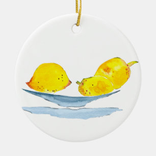 Décoration En Céramique Aquarelle jaune citron