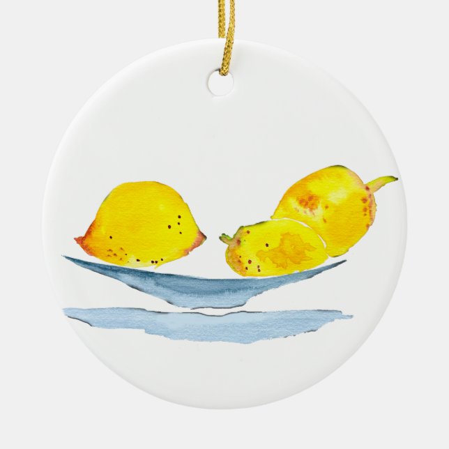 Décoration En Céramique Aquarelle jaune citron (Devant)