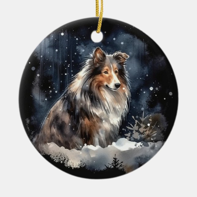 Décoration En Céramique Aquarelle Noël (Devant)