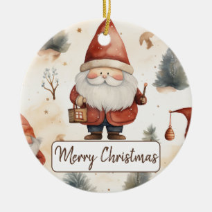 Décoration En Céramique Aquarelle Noël Père Noël 2 -