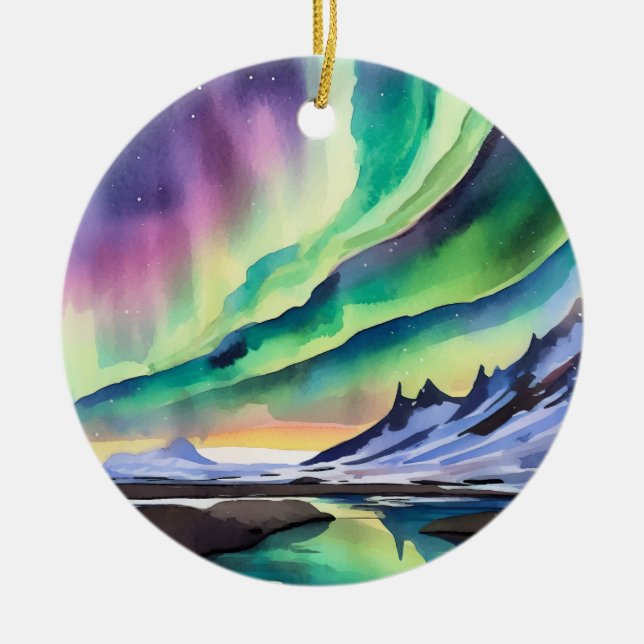 Décoration En Céramique Aquarelle Northern Lights (Devant)