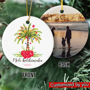 Décoration En Céramique Aquarelle Palmier Noël Mele Kalikimaka