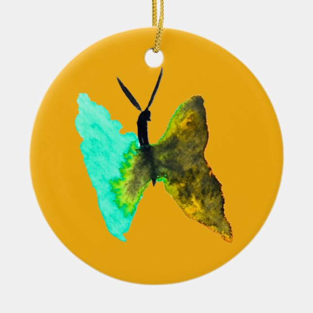Décoration En Céramique Aquarelle papillon aqua joli (Devant)
