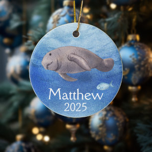 Décoration En Céramique Aquarelle personnalisée Manatee Lover