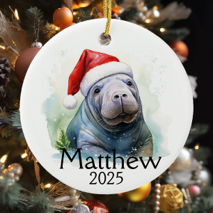 Décoration En Céramique Aquarelle personnalisée Manatee Lover