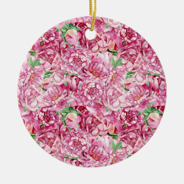 Décoration En Céramique Aquarelle Pink Peonies (Devant)