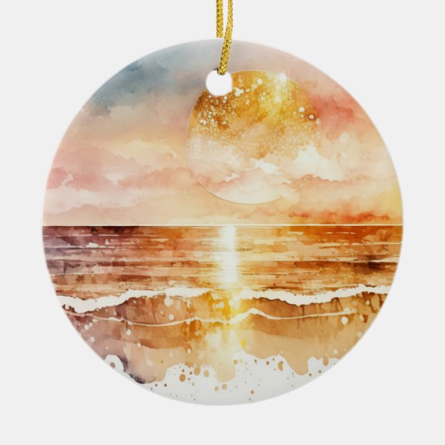 Décoration En Céramique Aquarelle Plage Design 1 (Devant)
