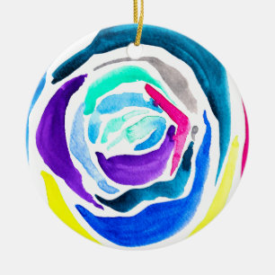 Décoration En Céramique Aquarelle rose pop art bleu