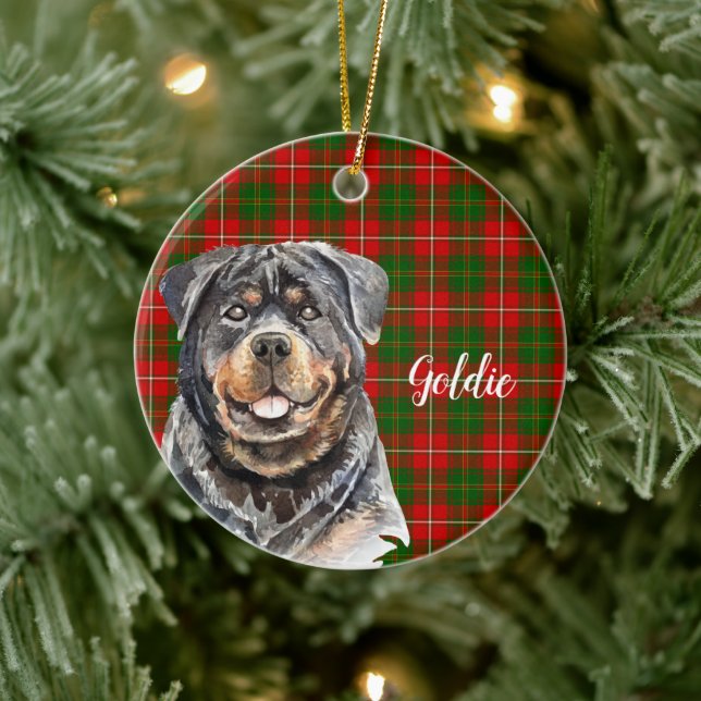 Décoration En Céramique Aquarelle Rottweiler chien personnalisé (Arbre)