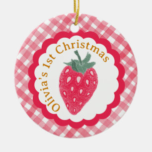 Décoration En Céramique Aquarelle rouge Fraise plaquée 1er Noël