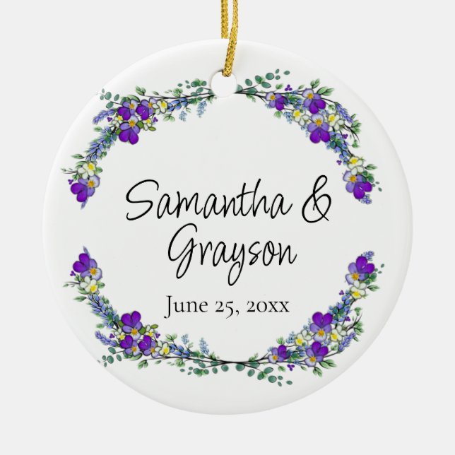 Décoration En Céramique Aquarelle violette Lavender Eucalyptus (Devant)