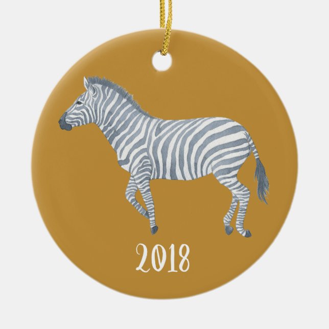 Décoration En Céramique Aquarelle Zebra Keepsaké Année (Devant)