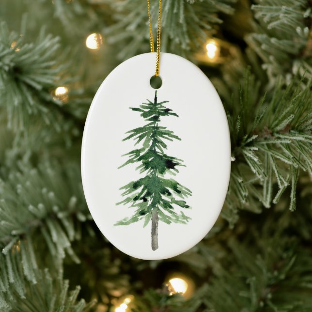 Décoration En Céramique Arbre à pin aquarelle (Arbre)