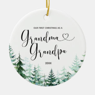 Décoration En Céramique Arbre à pin d'hiver Grand-mère et grand-père Noël