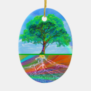 Décoration En Céramique Arbre d'arc-en-ciel de la vie