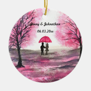 Décoration En Céramique Arbre de mariage rustique couple amour fleurs de c