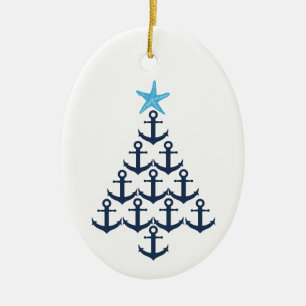 Décoration En Céramique Arbre de Noël Ancre nautique