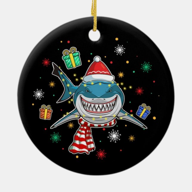 Décoration En Céramique Arbre de Noël aux requins (Dos)