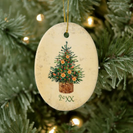 Décoration En Céramique Arbre de Noël Pays traditionnel Vert simple