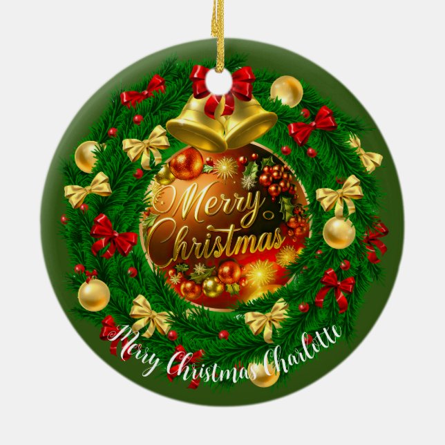 Décoration En Céramique Arbre de Noël personnalisé classique (Dos)