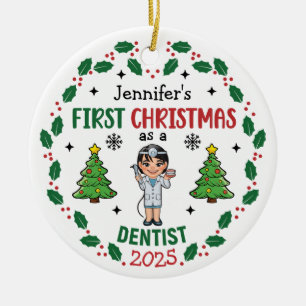Décoration En Céramique Arbre de Noël Rond pour Premier Noël de Dentiste P