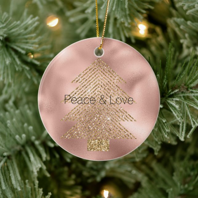 Décoration En Céramique Arbre de Noël rose Gold Glitzy Parties scintillant (Arbre)