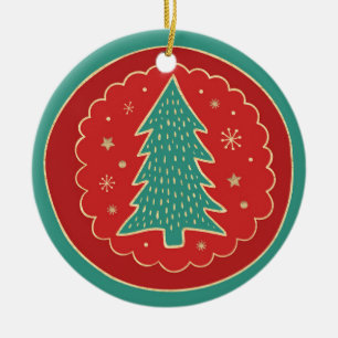 Décoration En Céramique Arbre de Noël rouge vert Turquoise