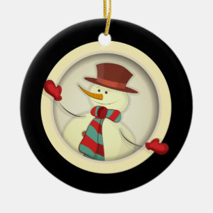 Décoration En Céramique Arbre de Noël - Snowman/Noir
