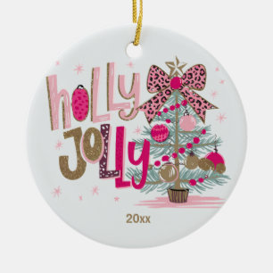 Décoration En Céramique Arbre en or rose Noël joyeux et chaleureux