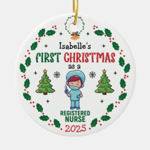 Décoration En Céramique Arbre personnalisé de Noël de l'infirmière autoris