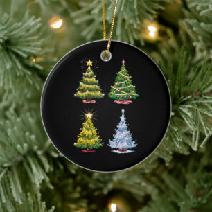 Décoration En Céramique Arbre vert Noël Vacances Hiver