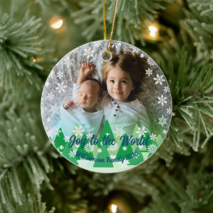 Décoration En Céramique Arbres de Noël Snowflakes blanc Joie au monde