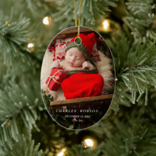 Décoration En Céramique Arbres de Noël verts 1er Noël Statistiques de nais