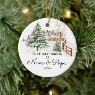 Décoration En Céramique Arbres RUSTIQUES Nana Et Papa Pine Premier Noël