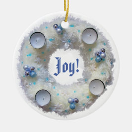 Décoration En Céramique Argent et bleu de la couronne d'avent