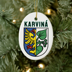 Décoration En Céramique Armoiries de Karviná, République tchèque