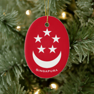 Décoration En Céramique Armoiries de Singapour avec nom ajouté