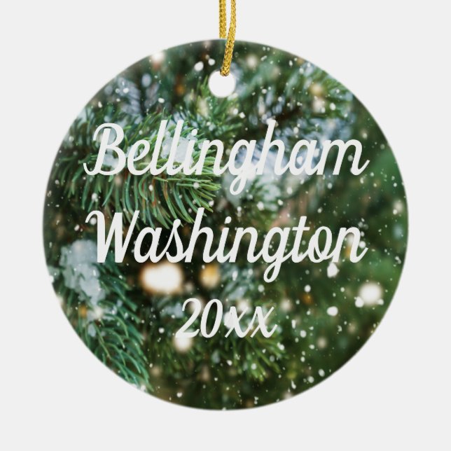 Décoration En Céramique Arrière - plan de Bellingham Washington Snowy Pine (Devant)