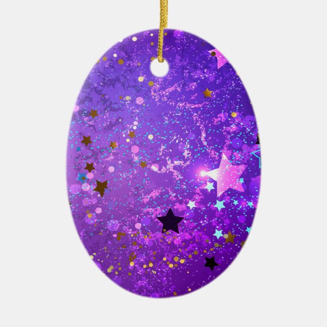 Décoration En Céramique Arrière - plan de feuille violet avec étoiles (Devant)