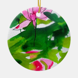 Décoration En Céramique Art de fleur d'aquarelle abstraite de nénuphar