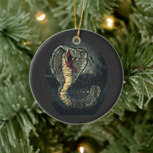 Décoration En Céramique Art de tatouage de cobra féroce de jungle sombre