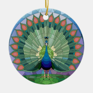 Décoration En Céramique Art de verre teinté, Paon en verre teinté