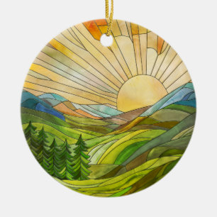 Décoration En Céramique Art numérique mosaïque Mountain Sunrise