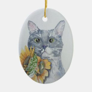 Décoration En Céramique Artefacts de couleur d'aquarelle du chat de tourne
