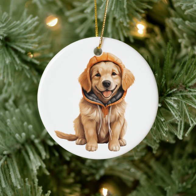 Décoration En Céramique Artiste de chiens d'or personnalisé (Arbre)