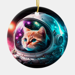 Décoration En Céramique Astronaut de chat spatial drôle Kitty Galaxy Unive