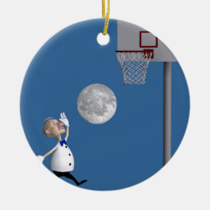 Décoration En Céramique Astronome Jouer Au Basket