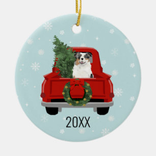 Décoration En Céramique Aussie dog blue merle christmas
