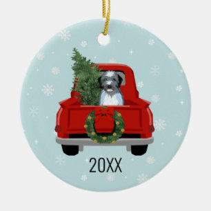Décoration En Céramique Aussiedoodle dog christmas